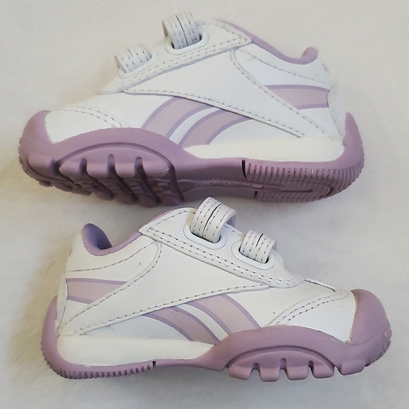 Reebok Classic White & Lavender Baby Girl Size 2 Leather Upper Shoes Sneakers - Picture 10 of 11